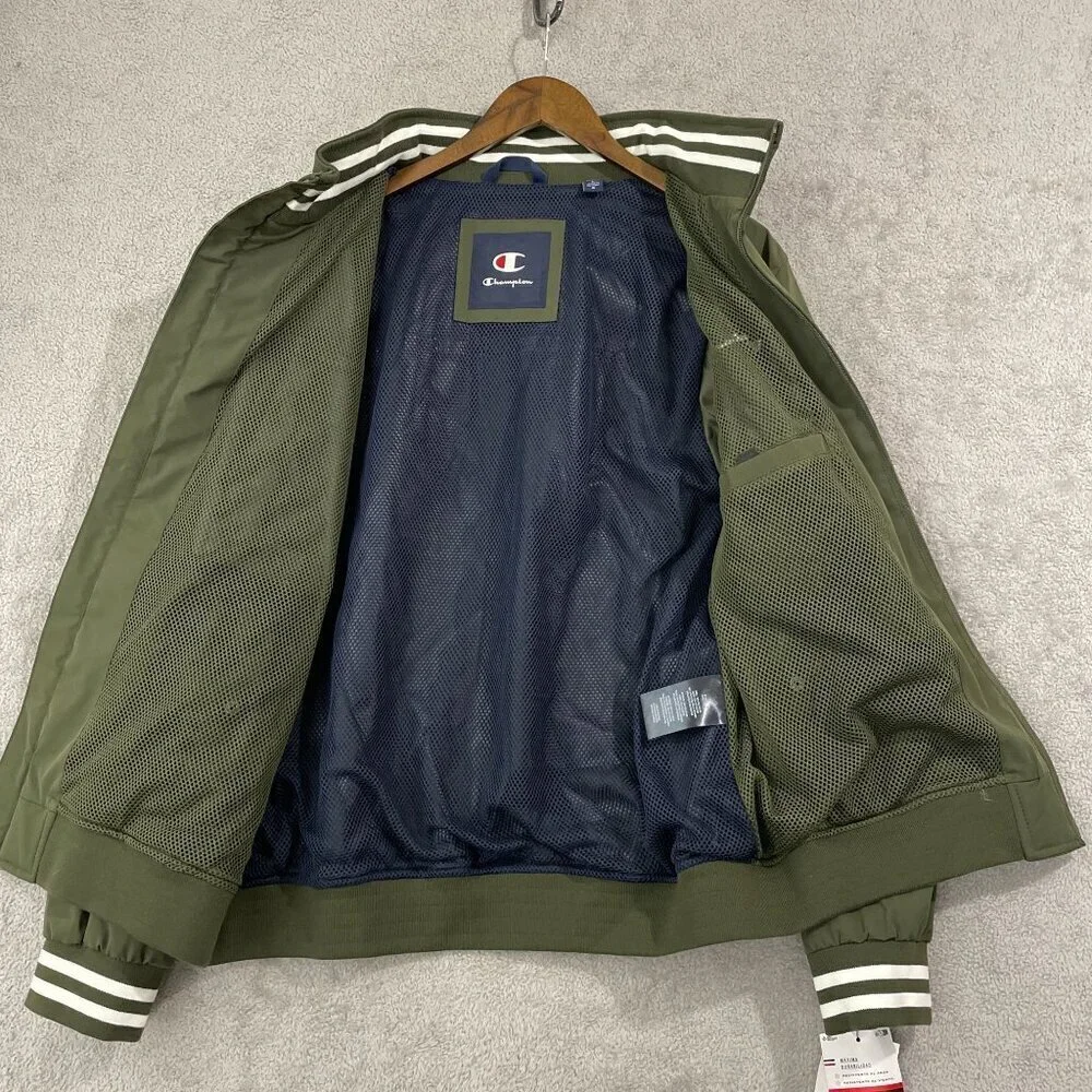 NEW Champion Men's L Rain Windbreaker Jacket Mesh Lining Full-Zip Outerwear